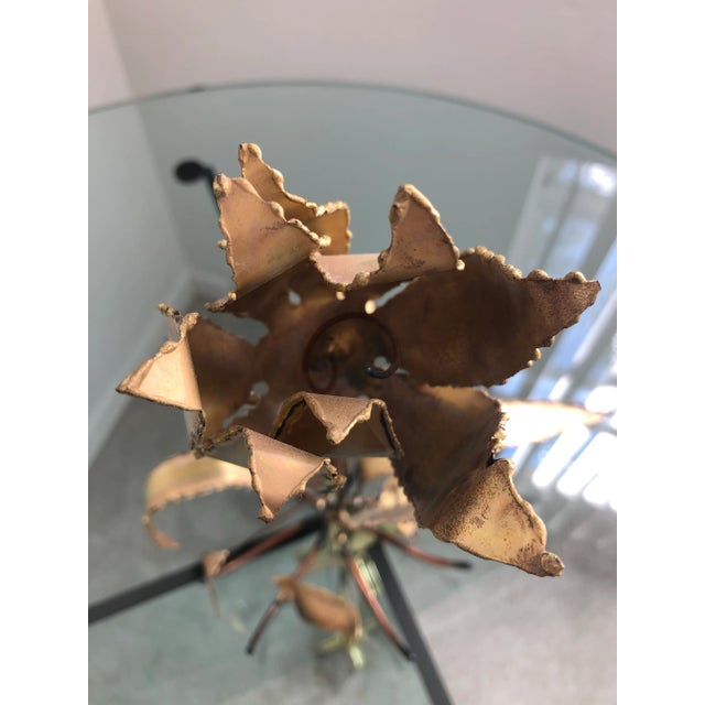 Modern 1970s Brutalist Metal Brass Flower Art Sculpture For Sale - Image 3 of 6