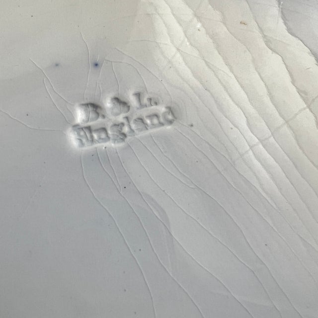 Antique Flow Blue "Nonpareil" by Burgess & Leigh 18" Oval Serving Platter For Sale - Image 10 of 16