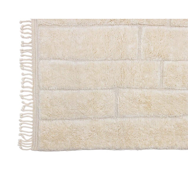 Subtle Abstract Grid Hand-Knotted Moroccan Wool Rug | 10'0" X 7'4" | One of a Kind For Sale - Image 4 of 7