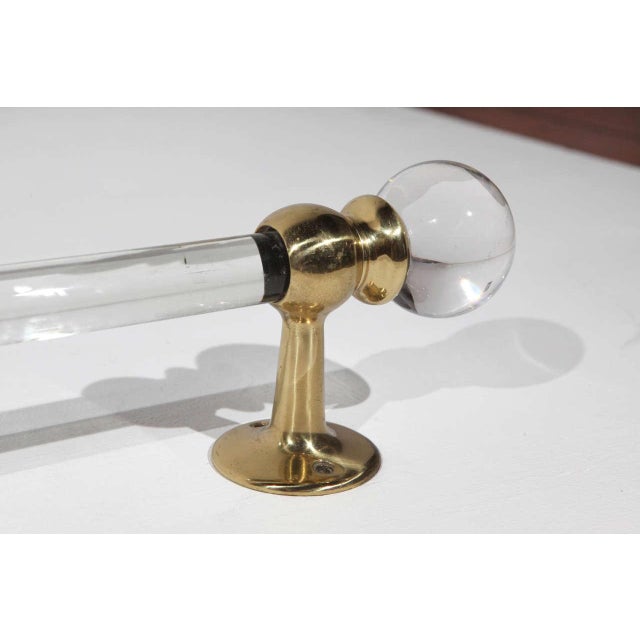 Metal Traditional Large Glass Towel Bar With Brass Brackets For Sale - Image 7 of 8