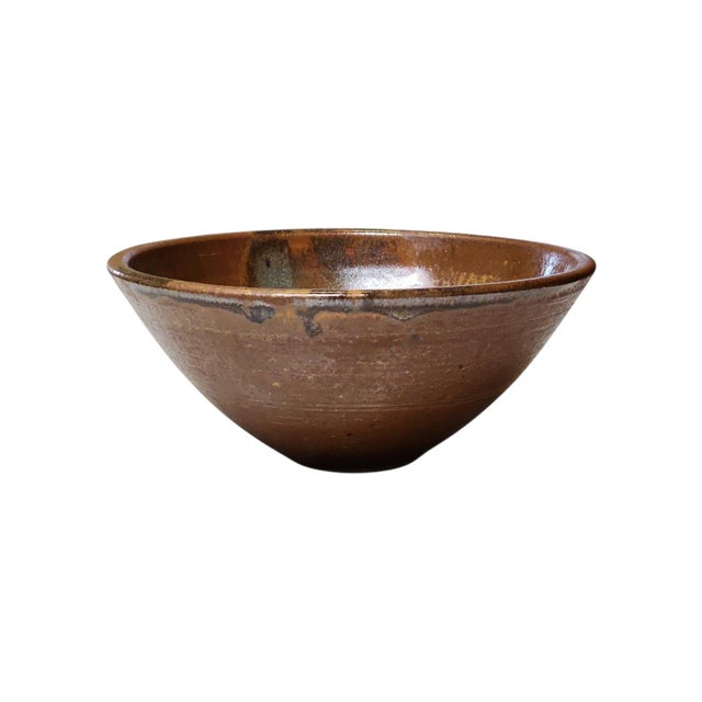 Rustic Vintage Studio Pottery Large Decorative Bowl For Sale - Image 3 of 6
