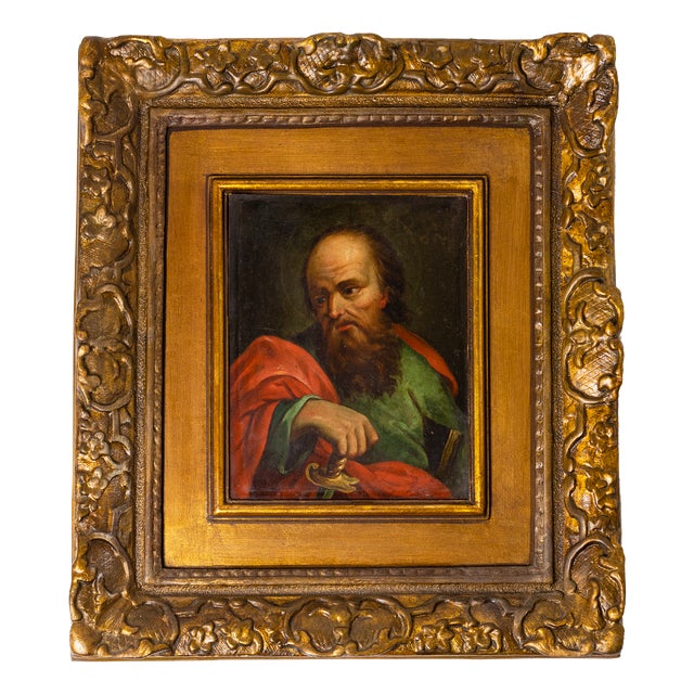 Italian Artist, Saint Paul, Oil on Copper, 18th Century, Framed For Sale