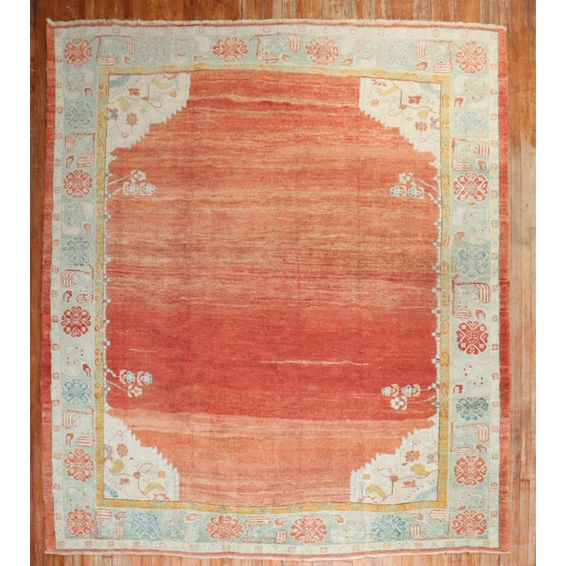 Early 20th Century Antique Zabihi Collection Turkish Oushak Square Rug - 8'10" x 10' For Sale - Image 9 of 10
