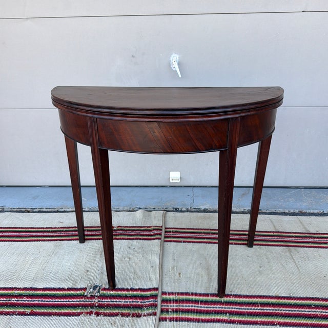 Antique Mahogany Hepplewhite Demilune Flip-Top Game Table, Philadelphia, Circa 1790s For Sale - Image 12 of 12