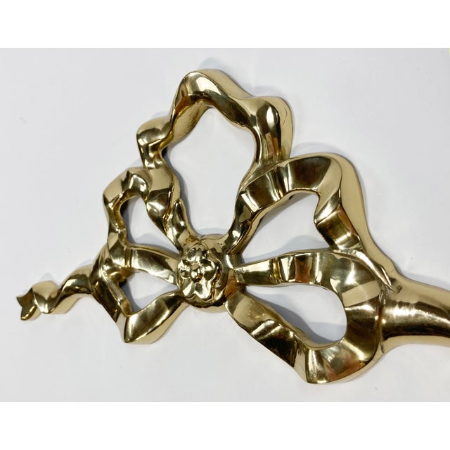 Vintage Brass Ribbon Wall Swag For Sale - Image 4 of 4