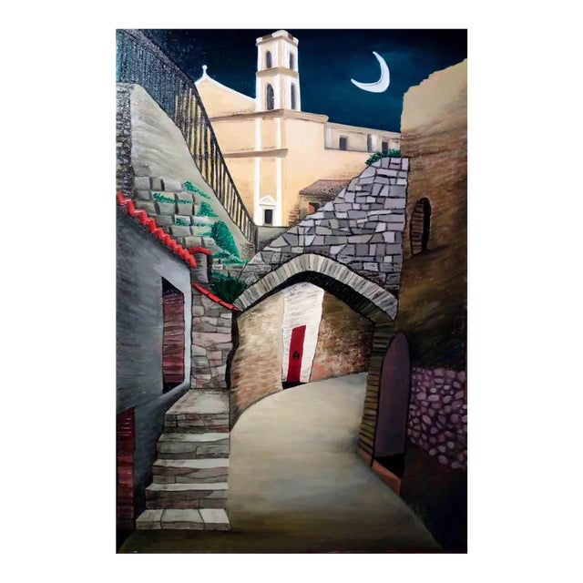 Sabrina Pugliese, The Village and the Moon, Original Painting, 2017 For Sale