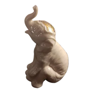 1980s Lenox Usa Fine Porcelain Trunk Up Sitting Elephant Ornate Figurine