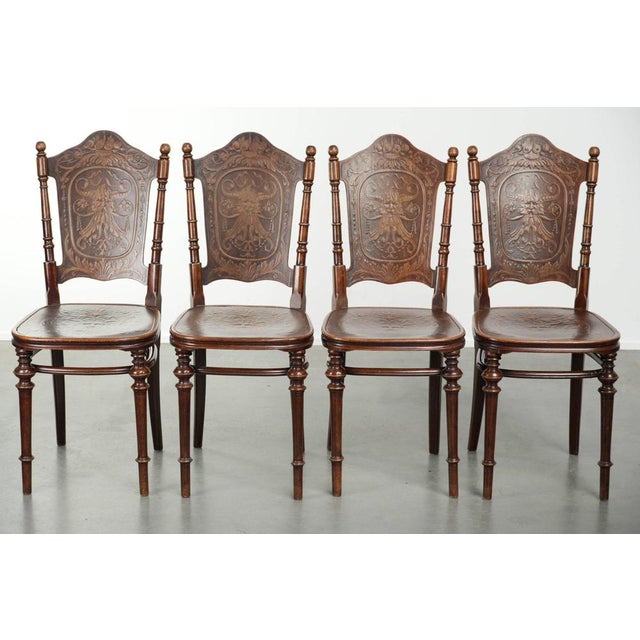 Antique Late 18th Century Art Nouveau Style Bentwood Bistro Chairs, Set of 4 For Sale - Image 14 of 14