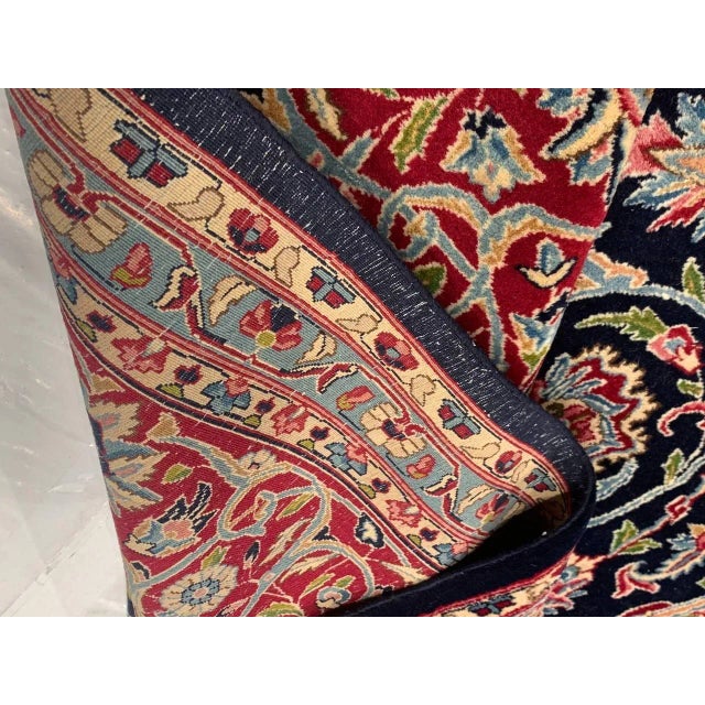 1970s Navy Blue Fine Hand Knotted Persian Vintage Kerman For Sale - Image 4 of 7