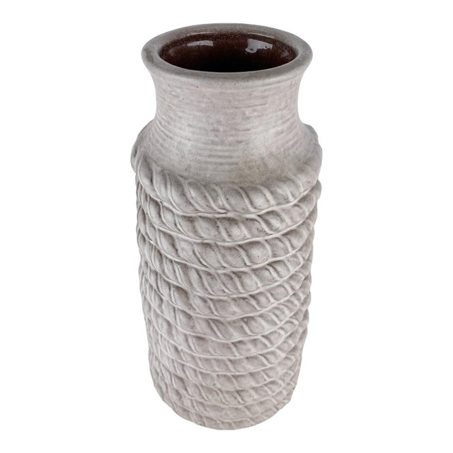 Vintage Grey West German Cord Vase Carstens Tonnieshof Mid Century Art Pottery For Sale