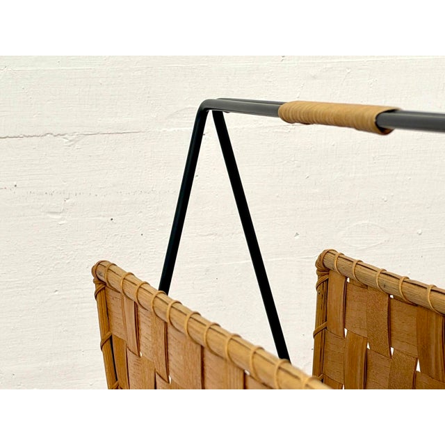 Mid-Century Magazine Rack in Woven Wood and Metal, 1960s For Sale - Image 10 of 14