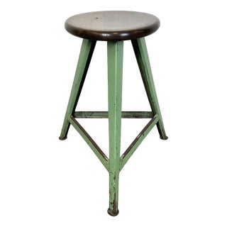 Industrial Green Workshop Stool, 1960s For Sale