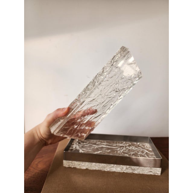 Willy Rizzo Style Lucite Ice Box, Mid Century Modern Lucite Chrome Decorative Box, Hollywood Regency Jewelry Box, Vintage Modernist Desk Box For Sale - Image 10 of 18