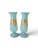 An exquisite pair of antique late 19th-century French blue opaline glass vases. Each vase features a classic trumpet or...