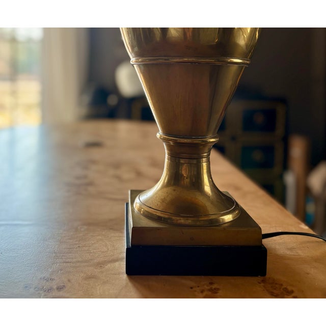 Late 20th Century Late 20th Century Monumental Heavy Living Brass Urn Lamp For Sale - Image 5 of 6