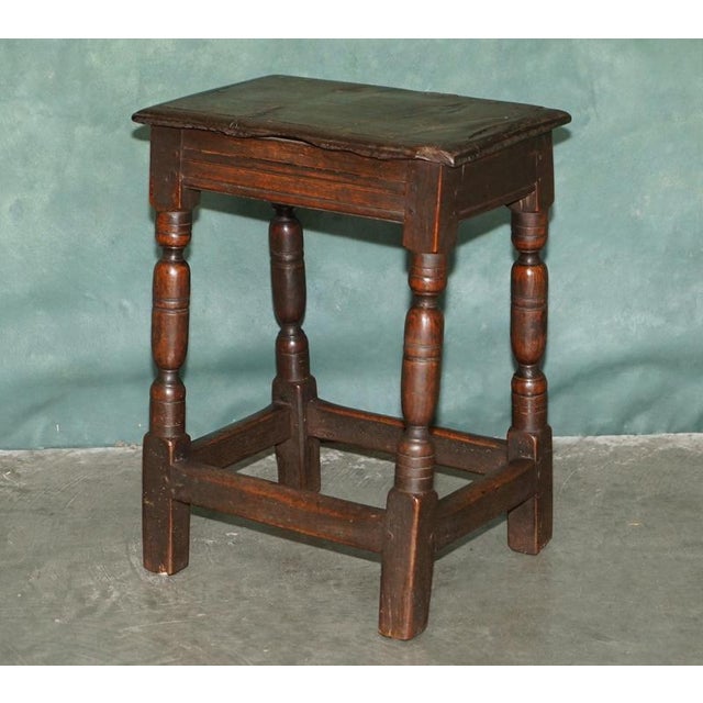 Superb Mid 17th Century English Oak Joint Stool with Wonderful Patina C.1660 A wonderfully characterful and increasingly...