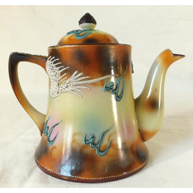 1940s Vintage Mid-Century Japanese Moriage Dragonware Tea Set For Sale - Image 5 of 14