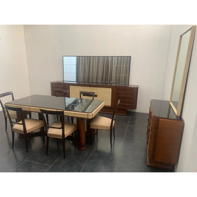 Rosewood and Parchment Bar Set with Parchment Mirror, Set of 2 For Sale - Image 11 of 12