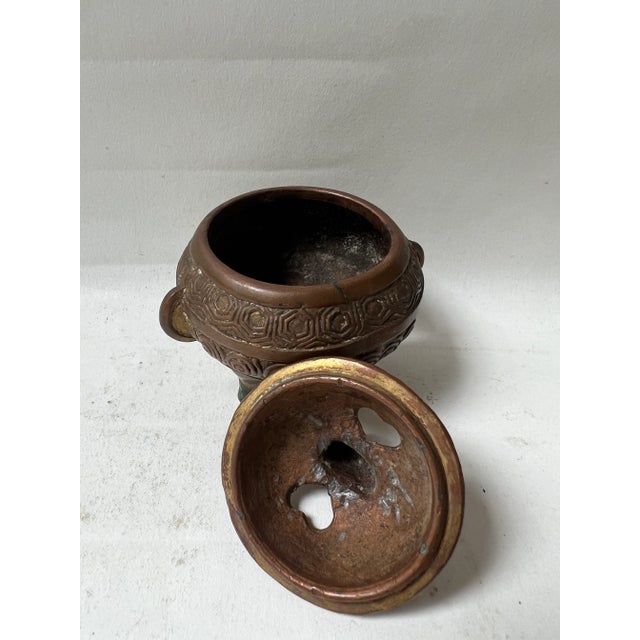 Mid 20th Century High Relief Bronze Foo Dog Asian Incense Burner For Sale - Image 12 of 13