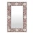 Vivienne 16 in. W x 24 in. H Rectangular Bone Inlay Horizontal or Vertical Hanging Accent Wall Mirror, Rose Bone For Sale