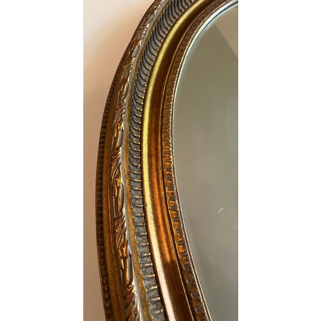 Gold French Louis XVI Style Gold Oval Wall Mirror For Sale - Image 8 of 18