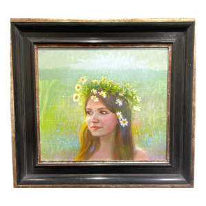 Tom Wise Oil on Canvas Painting “Girl With Daisy Garland”
