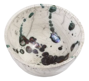 Green White Ceramic Raku Moss Bowl from Laab Milano
