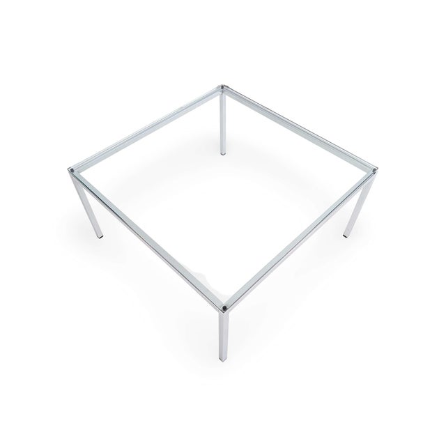 Mid-Century Modern Vintage Square Glass and Chrome Coffee Table by Knoll International, 1970s For Sale - Image 3 of 7