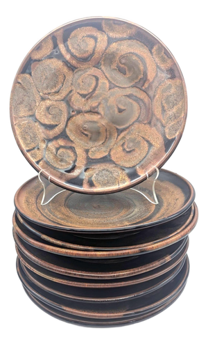1990s Studio Pottery Glazed Stoneware Plates, Lates, Set of 9