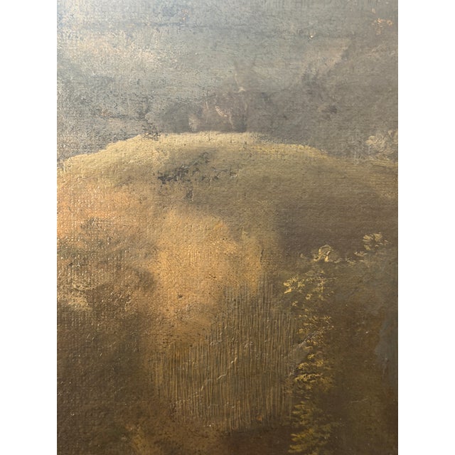 Antique painting, oil on canvas, pastoral scene, school of Giacinto Brandi, 17th centuryThe painting shows natural signs...