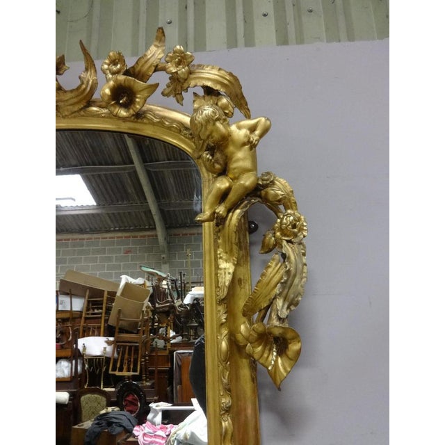 Very & Impressive Victorian English Gilt Overmantle Mirror For Sale - Image 4 of 13