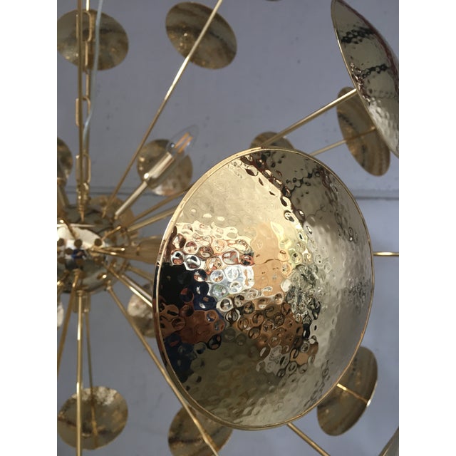 Contemporary Handmade Hammered Sputnik Chandelier in Gold For Sale - Image 3 of 12