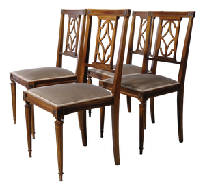 Louis XVI Chairs in Walnut, Italy, 1950s, Set of 4