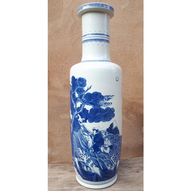 Chinese Blue and White Porcelain Vase, 1890s For Sale - Image 3 of 15