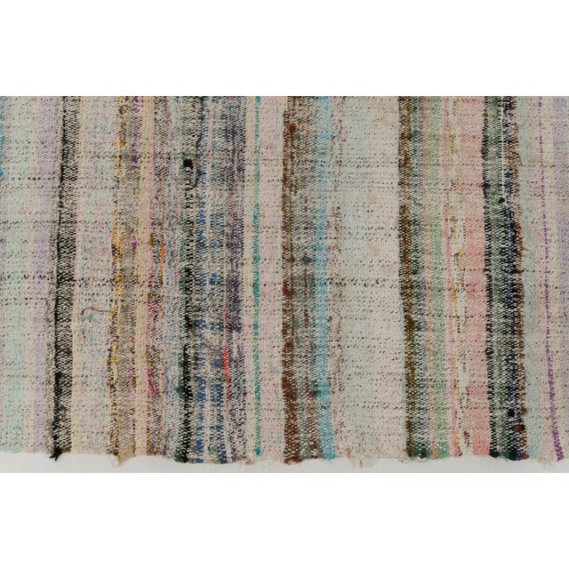 Turkish Nautral Vintage Colourful Stripe Kilim For Sale - Image 3 of 9