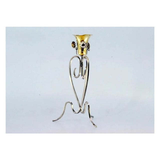 Silver Toothpick Holder with Golden Chalice For Sale - Image 3 of 9