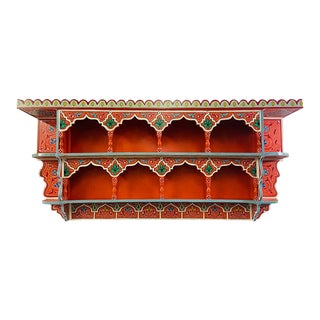 Vintage Moroccan Hand Painted Wall Shelf or Spice Rack For Sale