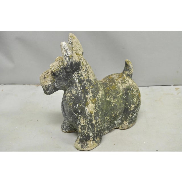 Vintage Scottish Terrier Scotty Dog 12" Small Cast Stone Concrete Garden Figure For Sale - Image 9 of 14