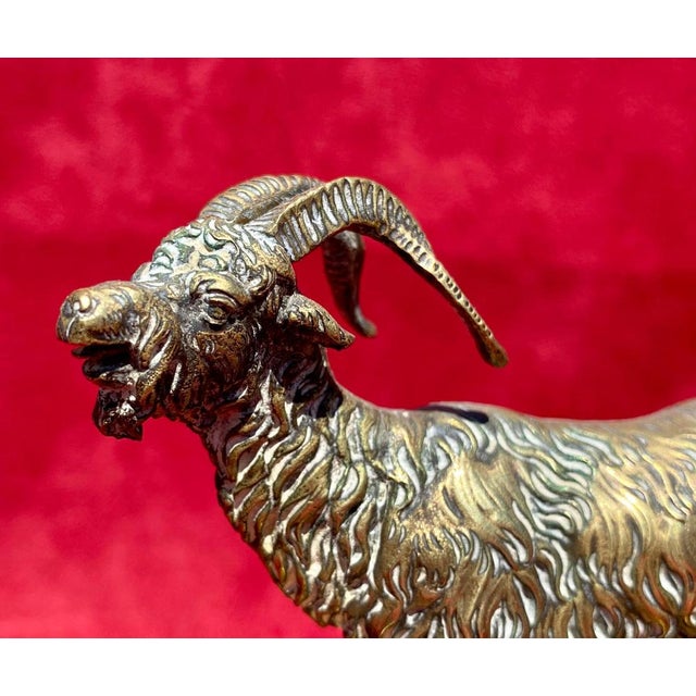 Gilt Bronze Inkwell with Ibex, 19th Century For Sale - Image 3 of 11