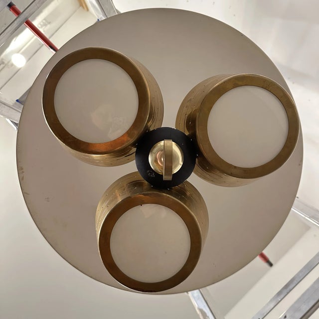 Brass Gerald Thurston Lightolier Pull Down Pendant Chandelier Ceiling Lamp Mid-Century Modern For Sale - Image 8 of 12