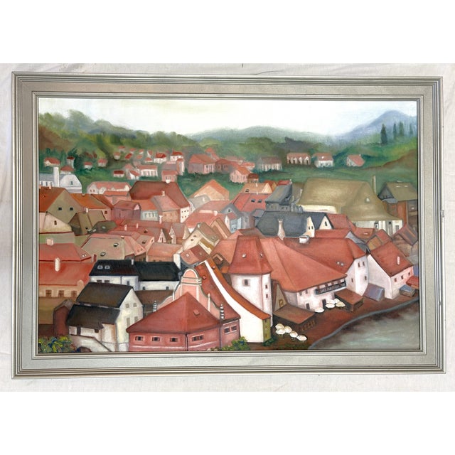 Original Signed & Framed Oil Painting by Helene Berger "From the Castle" Czech Republic C2005 For Sale - Image 17 of 18
