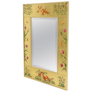 Reverse Painted Gold Leaf Rectangular Frame Decorative Mirror For Sale