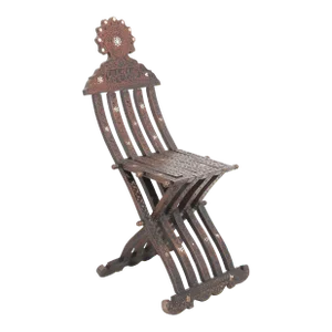 19th Century Moorish Egyptian Pearl Inlaid Folding Chair