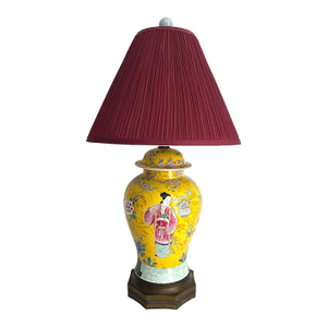 Geisha Ginger Jar Lamp & Shade, 1950s