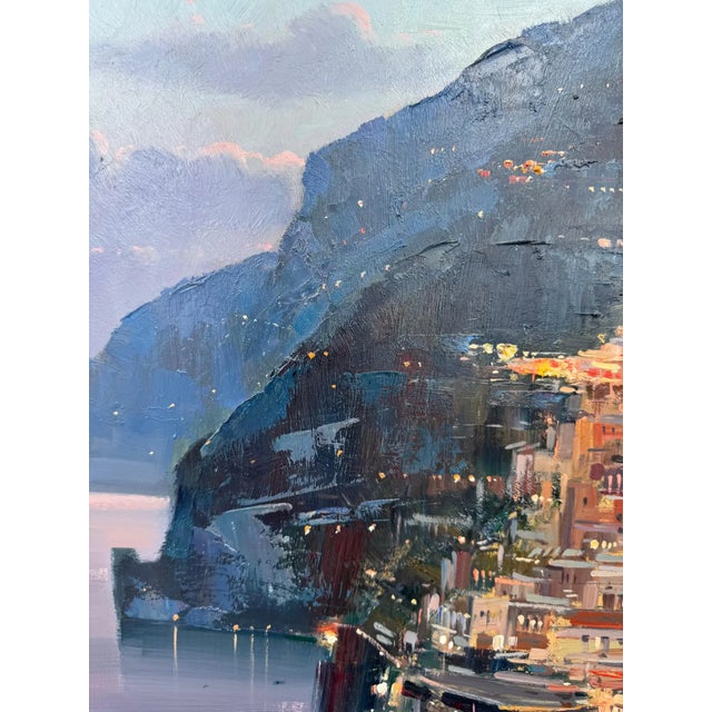 Late 20th Century View of Positano Amalfi Coast Italy Oil on Canvas by Alfredo Grimaldi For Sale In Houston - Image 6 of 8