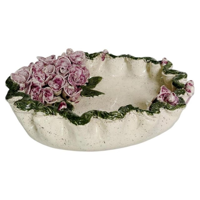 Pottery Vide-Poche with Floral Decorations, France, 1970s For Sale - Image 9 of 9