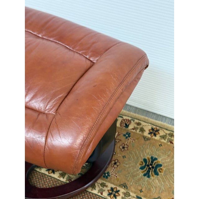 Late 20th Century Stressless Faux Leather Footstool For Sale - Image 5 of 12