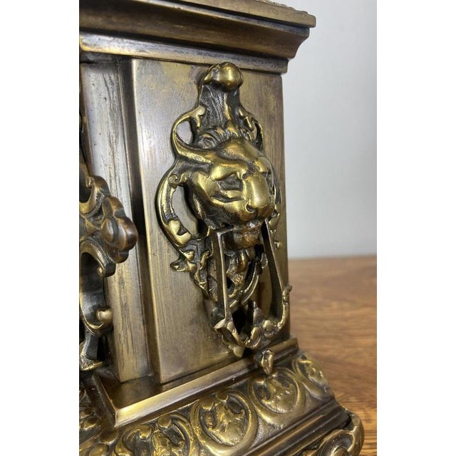 Vintage French Mantel Clock Garniture with Candelabras, Set of 3 For Sale - Image 9 of 18