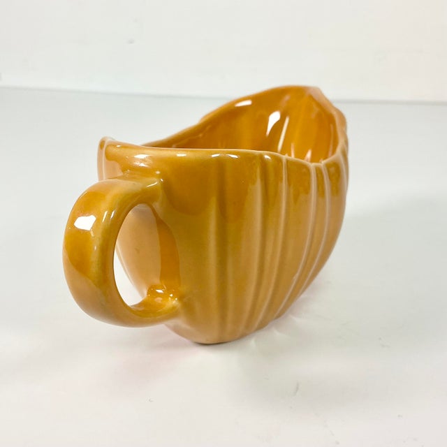 Burnt Orange 1990s Vintage Portuguese Majolica Ceramic Pumpkin Gravy Sauce Boat, Halloween & Thanksgiving For Sale - Image 8 of 12