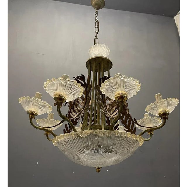 Goldenrod Venetian Murano Glass Tole Chandelier, 1960s For Sale - Image 8 of 8